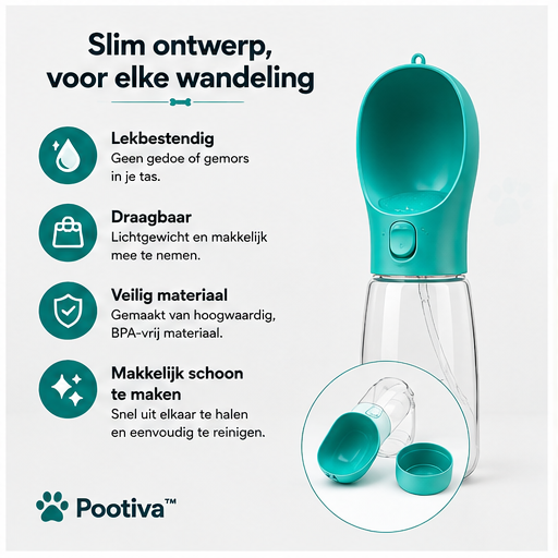 Pootiva™ WandelFles – Altijd Vers Water Onderweg